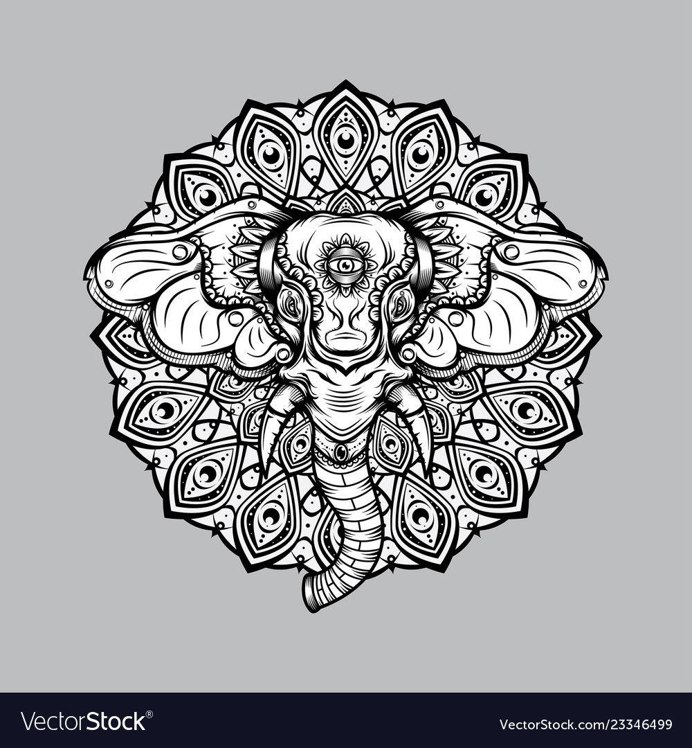 Download Elephant mandala design outline Royalty Free Vector Image