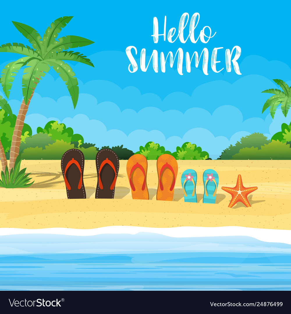 Family Flip-flops On Beach Royalty Free Vector Image