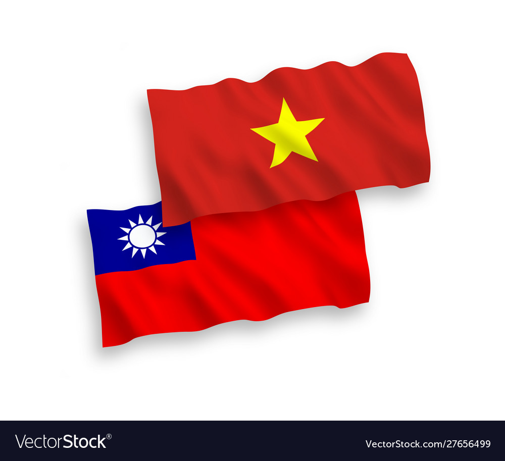 Flaggen vietnam und taiwan auf einem weißen Hintergrund