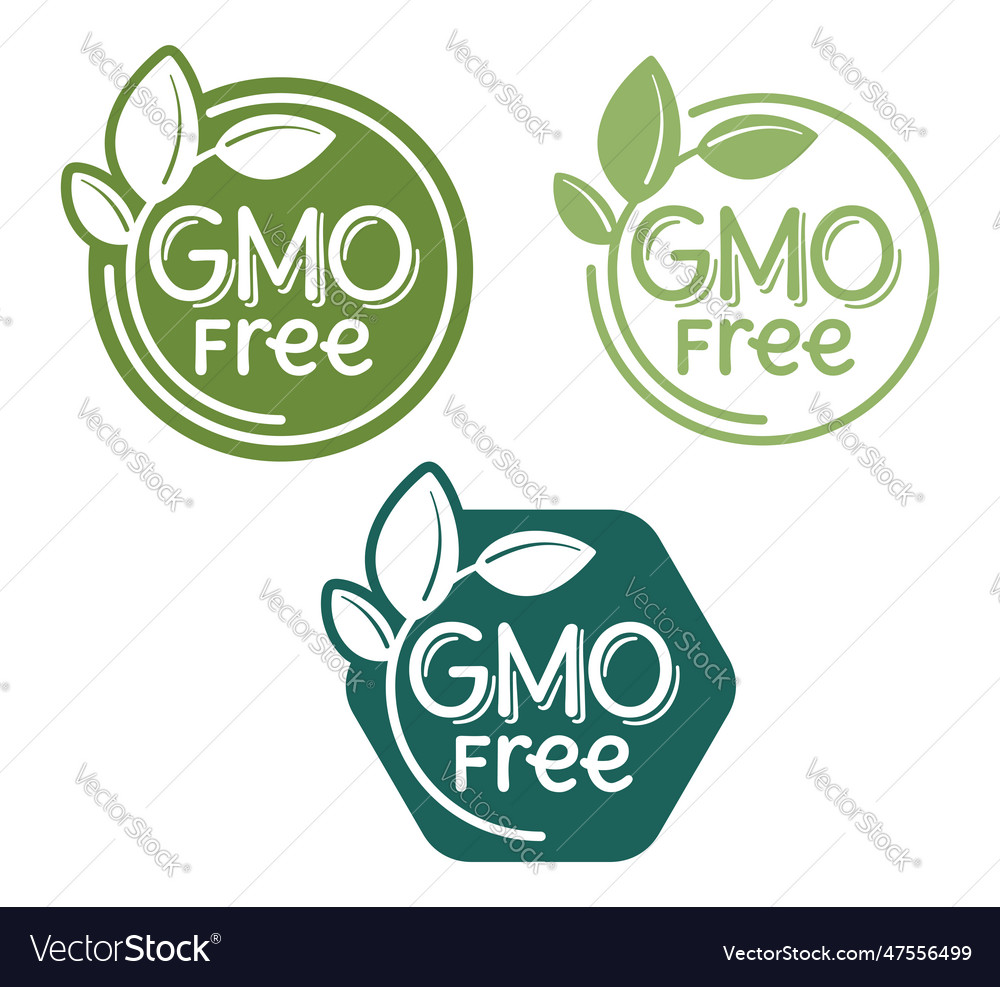 Gmo free - eco labels set with leaves Royalty Free Vector