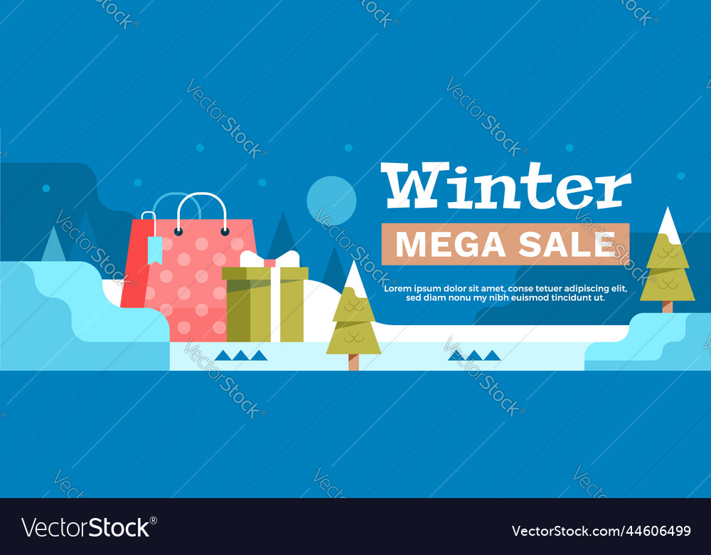 Horizontal banner template winter sale flat design