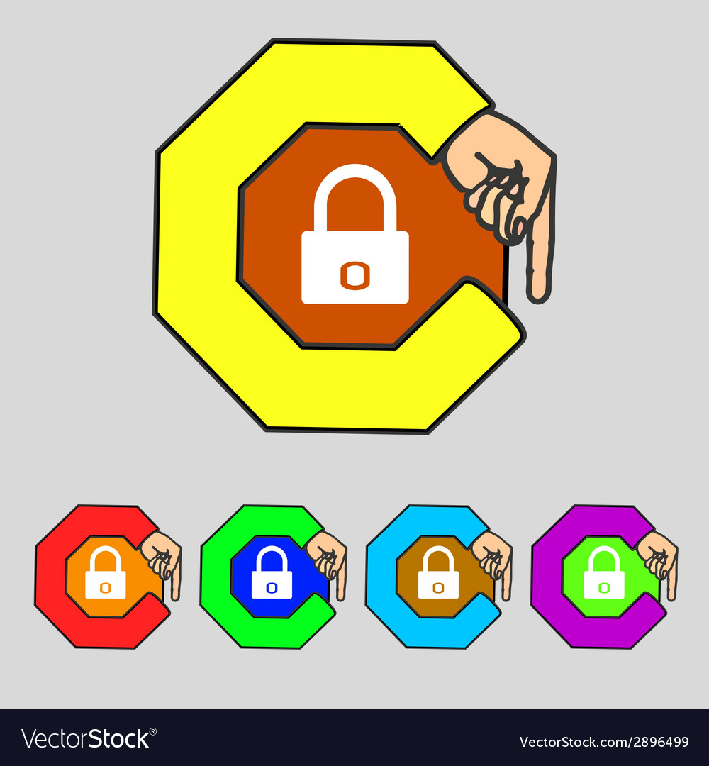 Lock sign icon locker symbol set color buttons