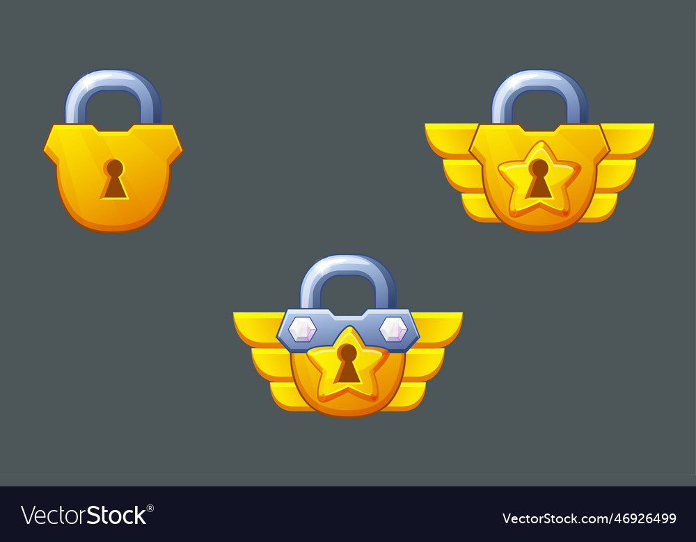 Rank golden padlock award game icons