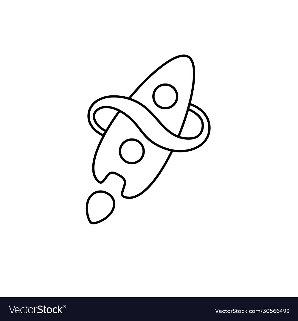 Rocket outline icon simple linear element vector image Rocket outline icon simple linear element