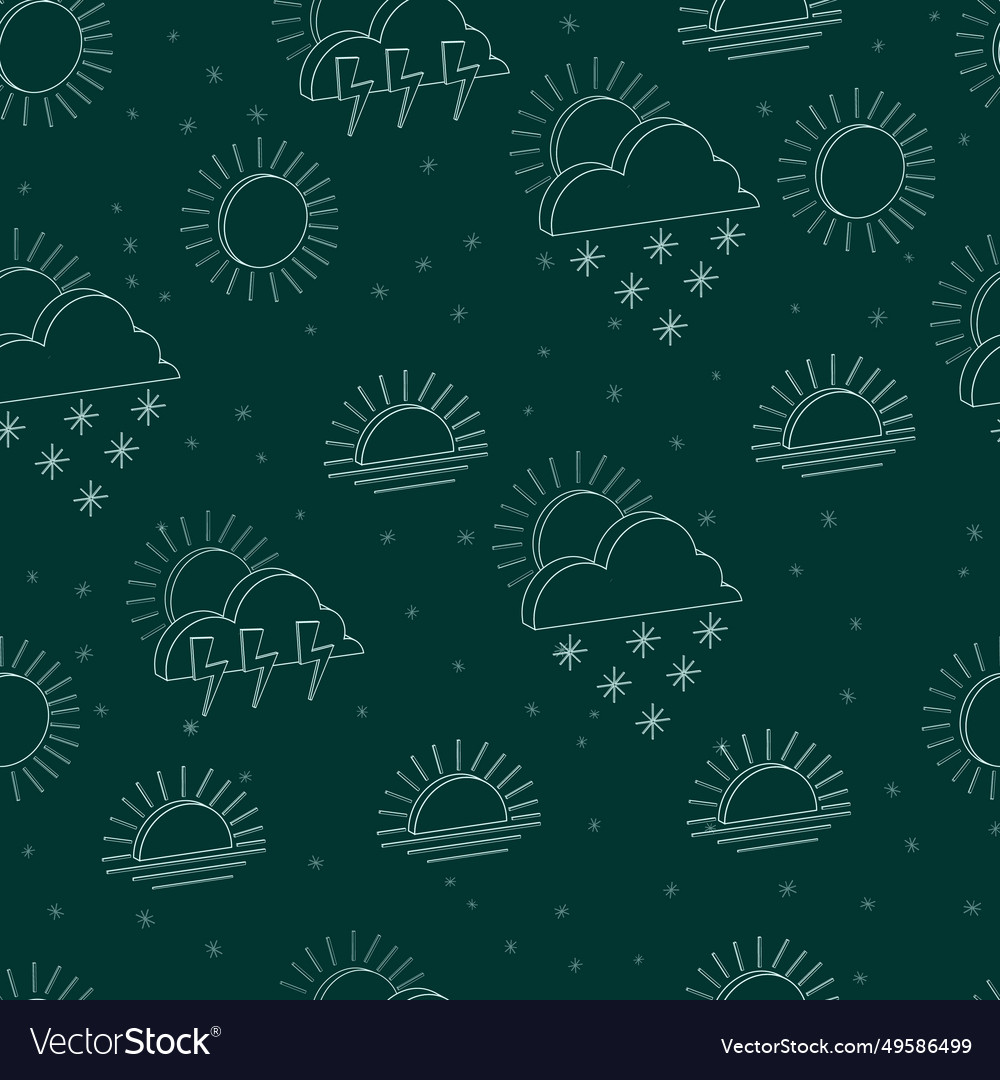 Seamless pattern of isolated outline 3d weather Vector Image Seamless pattern of isolated outline 3d weather