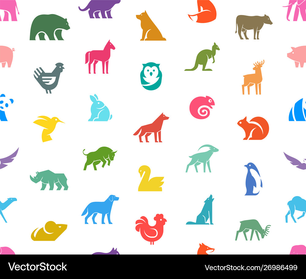 Seamless pattern with animals logos Royalty Free Vector