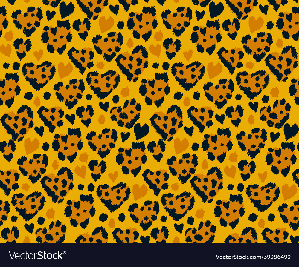Seamless pattern with heart leopard cheetah