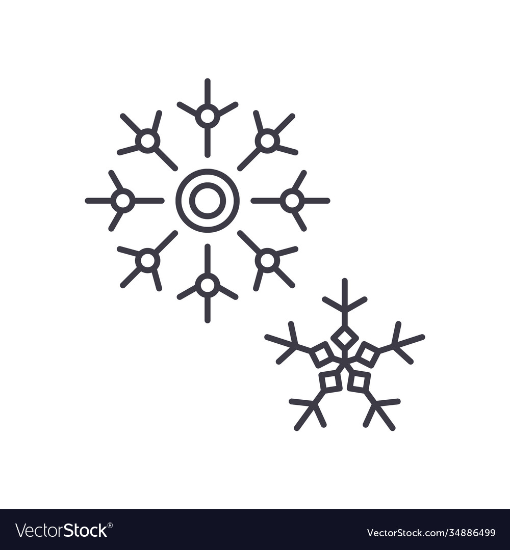 Snowflake icon linear isolated thin Vector Image Snowflake icon linear isolated thin