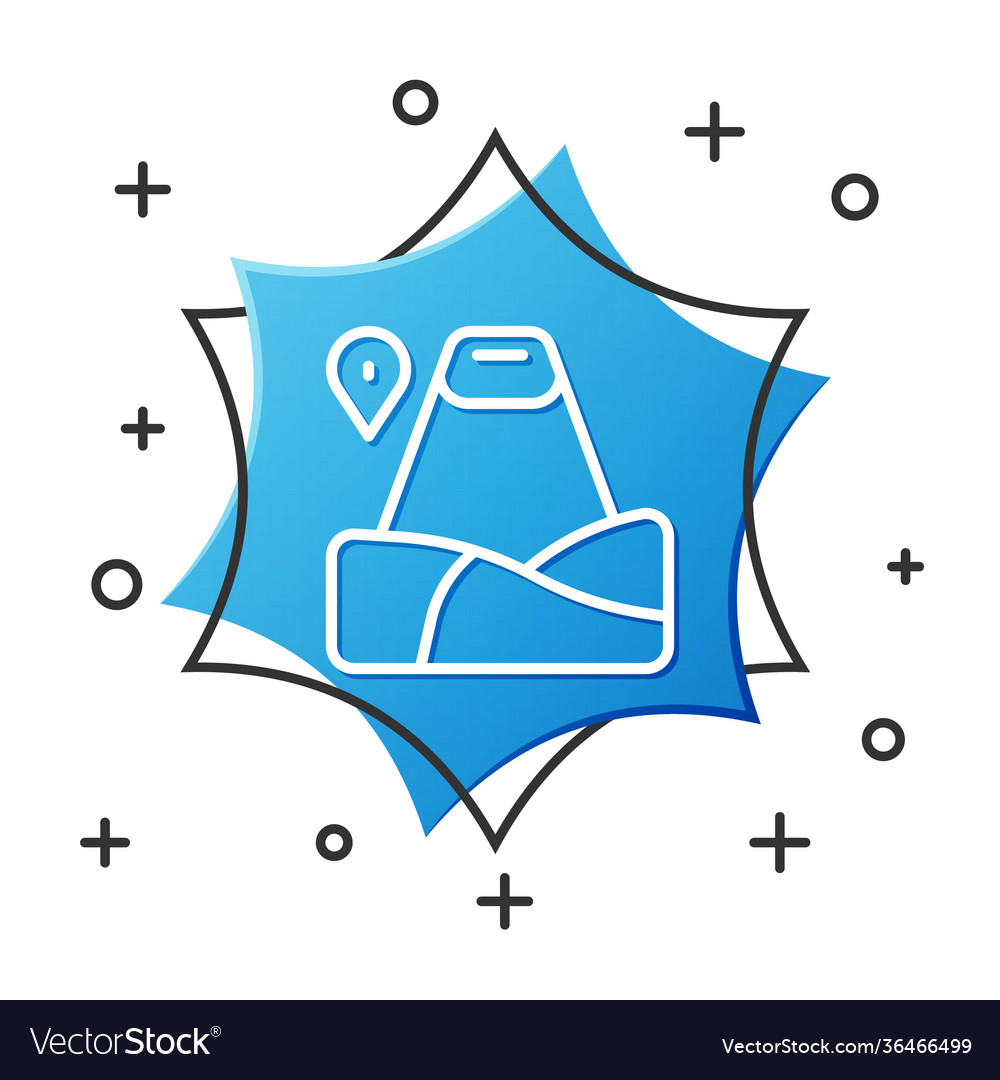 White line map pointer with mountain icon isolated vector image White line map pointer with mountain icon isolated