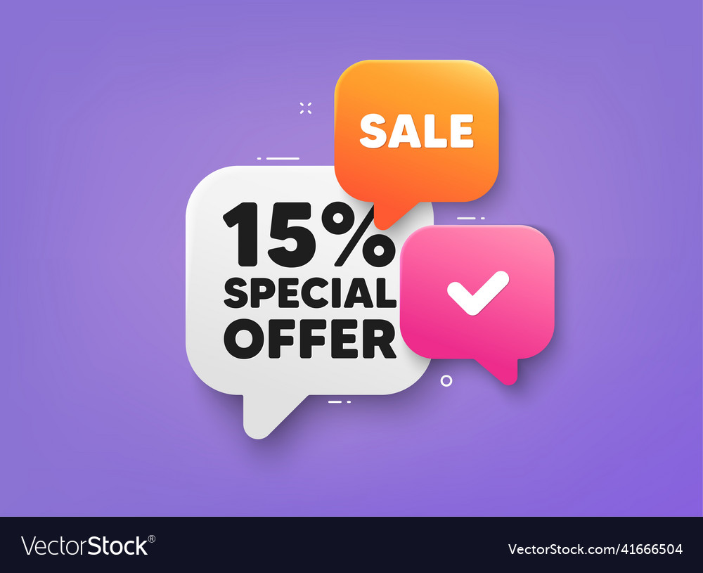 15-percent-discount-offer-sale-price-promo-sign-vector-image