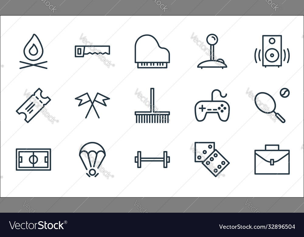 Activities line icons linear set quality vector image Activities line icons linear set quality