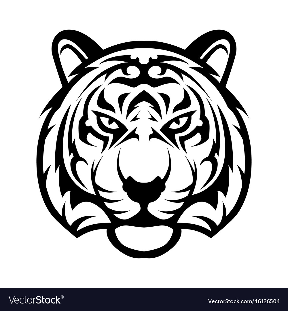 Angry tiger head logo design in black and white Vector Image