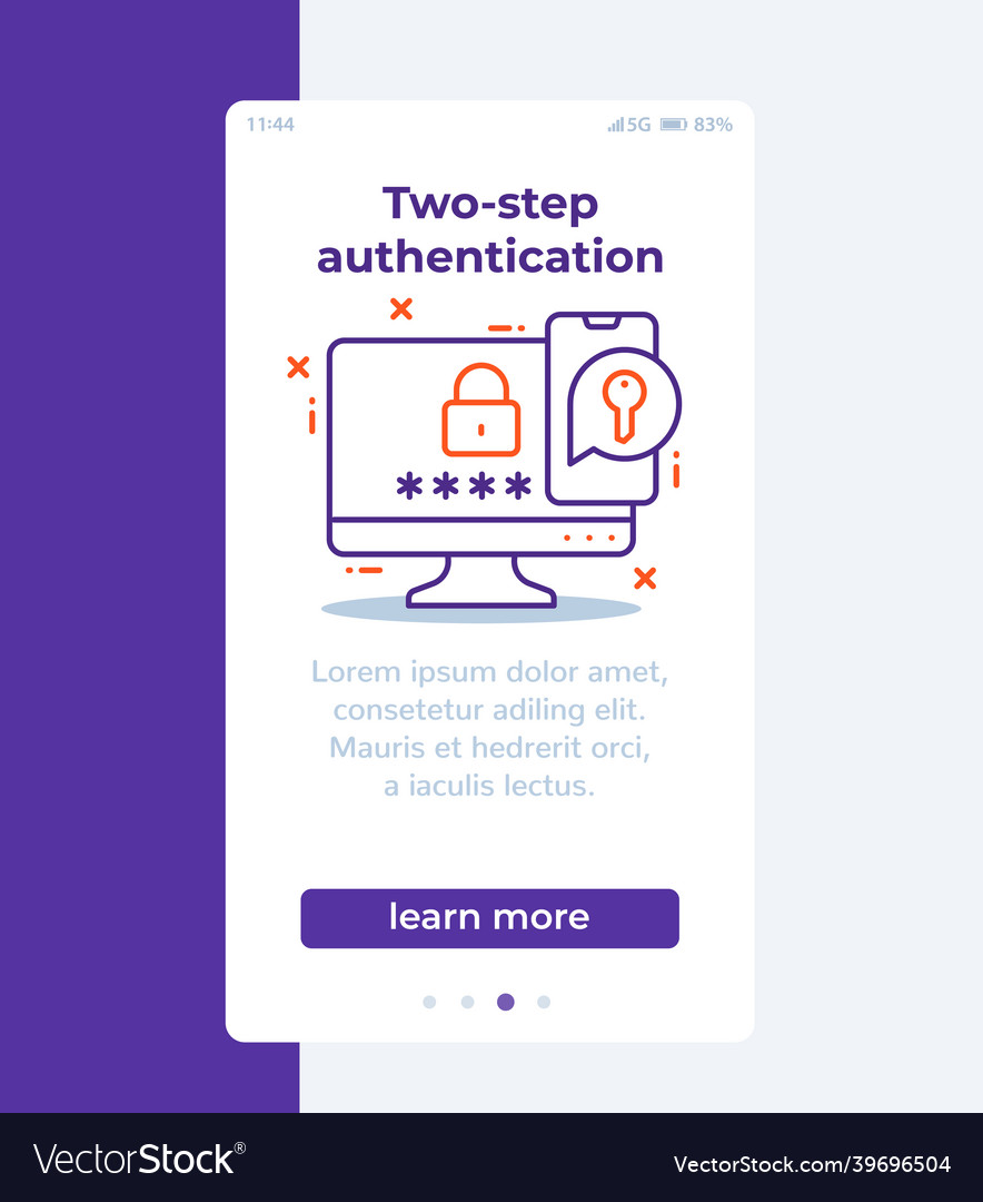 Authentication in two steps banner with line icon