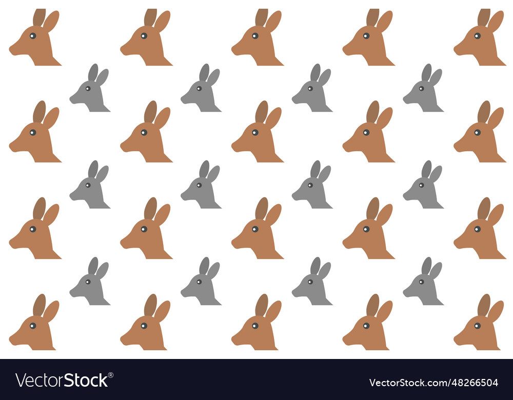 Flat kangaroo head pattern background vector image Flat kangaroo head pattern background