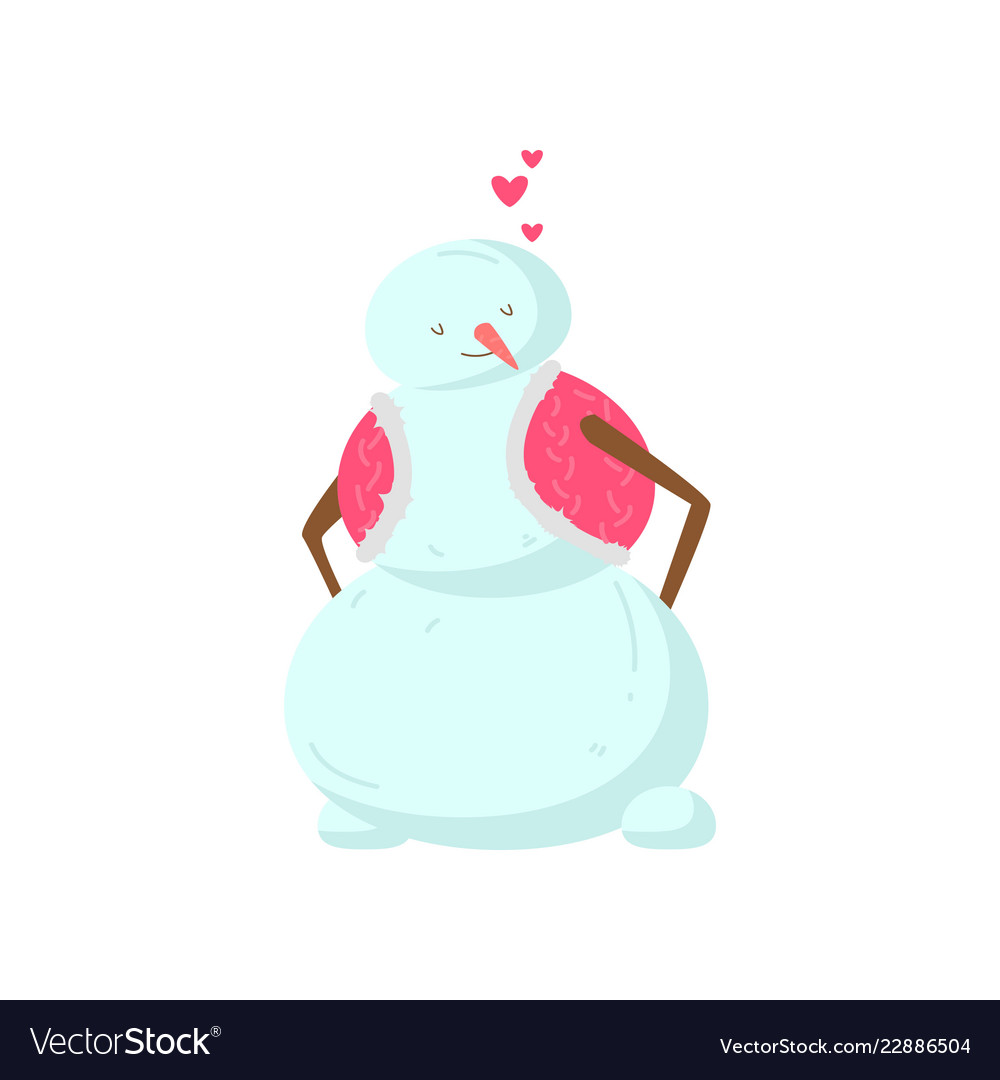 Funny snowman with a nose in the form vector image Funny snowman with a nose in the form