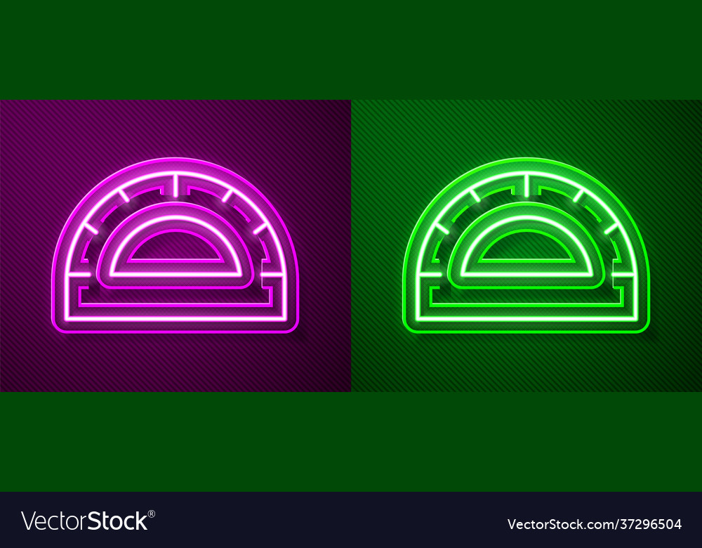 Glowing neon line protractor grid for measuring vector image Glowing neon line protractor grid for measuring