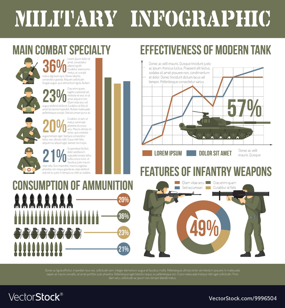 Military army infographic char flat poster