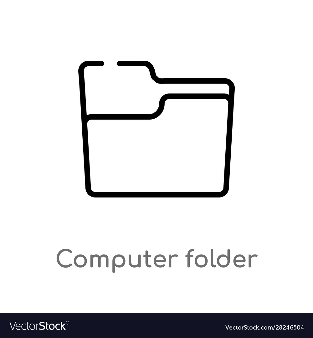 Outline computer folder icon isolated black