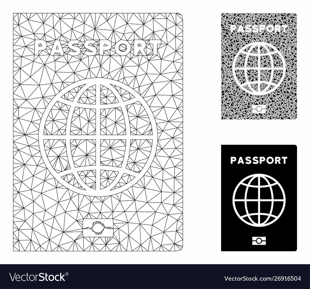 Passport mesh 2d model and triangle mosaic vector image Passport mesh 2d model and triangle mosaic