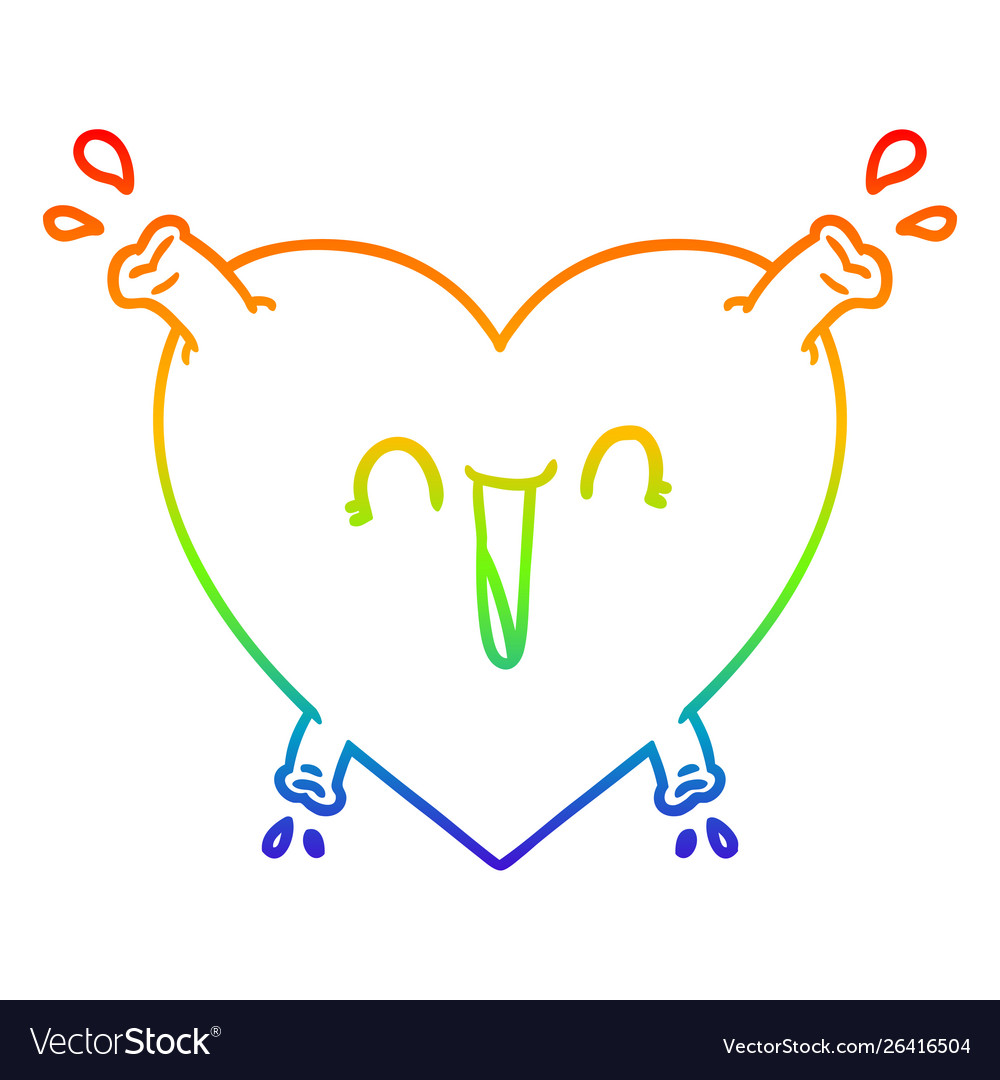 Rainbow gradient line drawing cartoon healthy