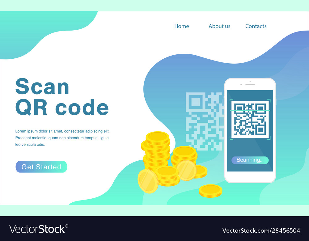 Scan Qr Code Flat Landing Page Template Royalty Free Vector