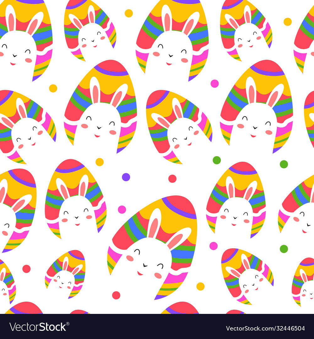 Seamless pattern happy egg with bunny