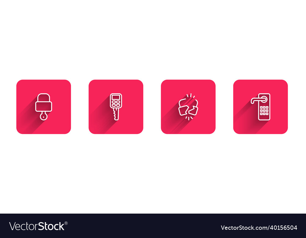 Set line lock and key car with remote broken vector image Set line lock and key car with remote broken