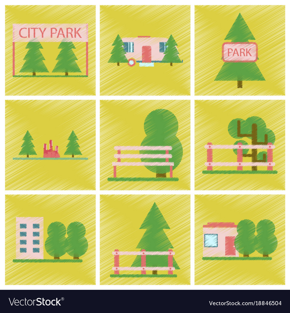 Set of flat icons in shading style parks