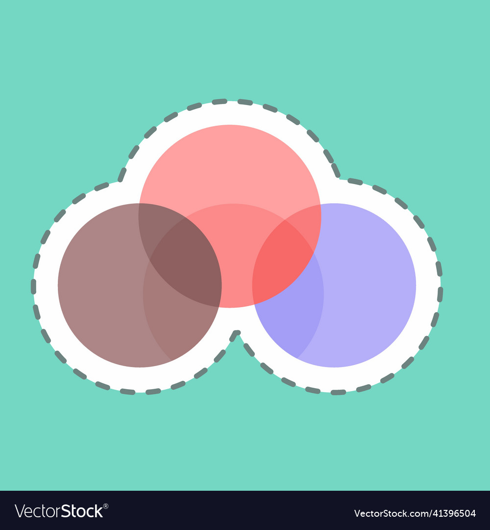 Venn diagram sticker in trendy line cut isolated Vector Image Venn diagram sticker in trendy line cut isolated