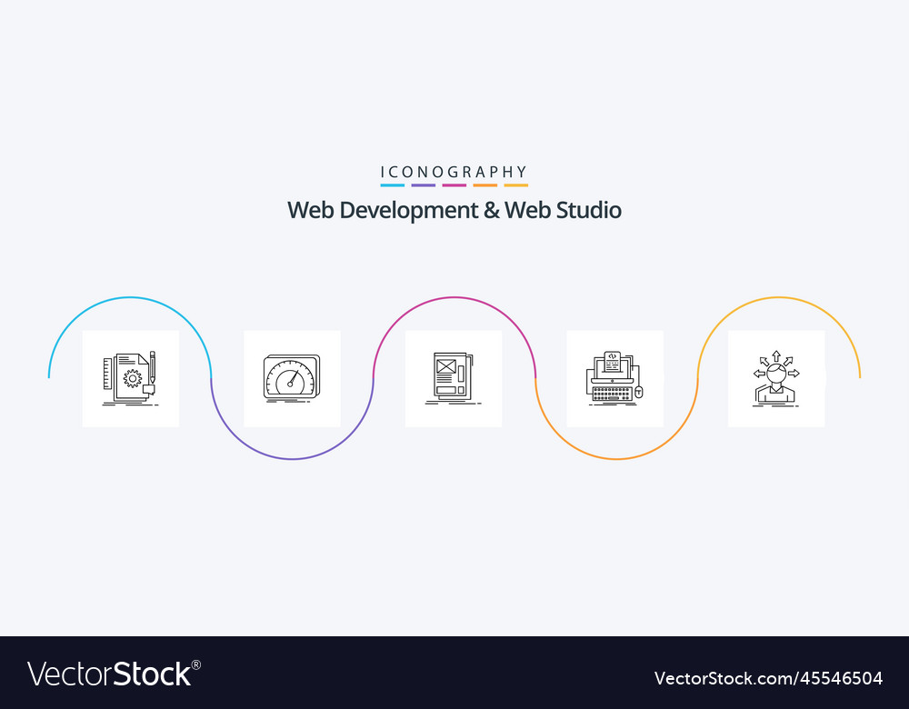 Web development and studio line 5 icon pack