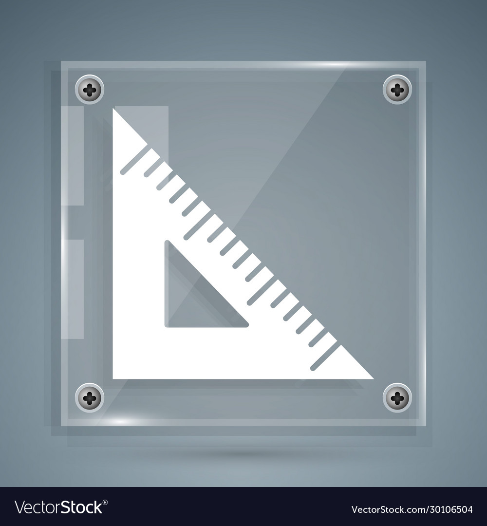 White triangular ruler icon isolated on grey vector image White triangular ruler icon isolated on grey