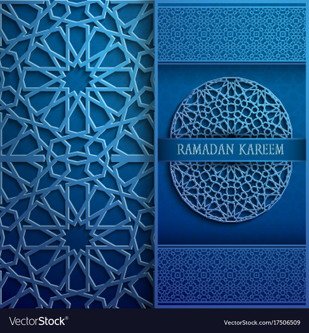 3d ramadan kareem greeting cardblue color