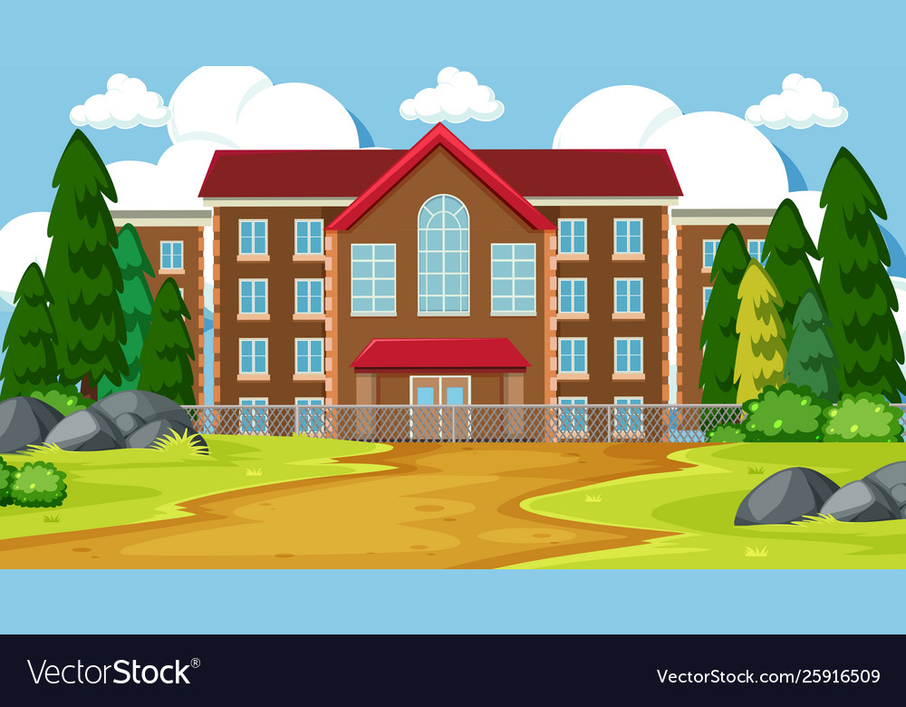 A mansion in nature scene Royalty Free Vector Image