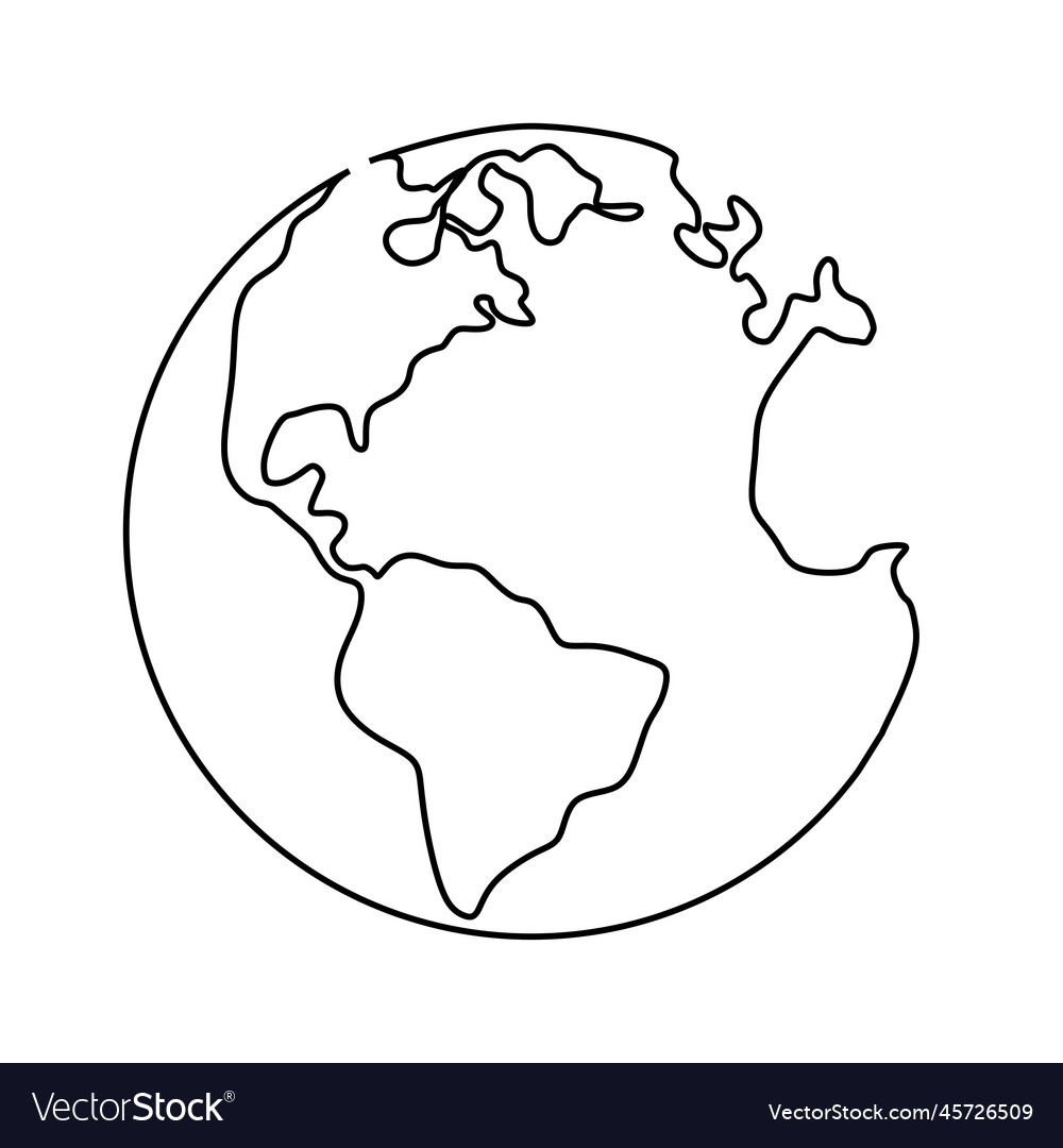 Continuous line drawing of earth globe isolated Vector Image