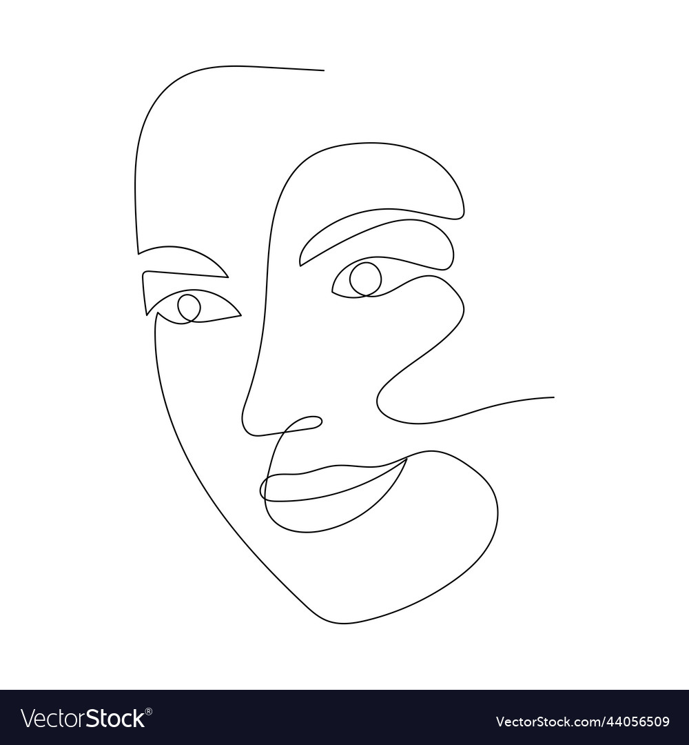 Continuous line drawing of portrait Royalty Free Vector