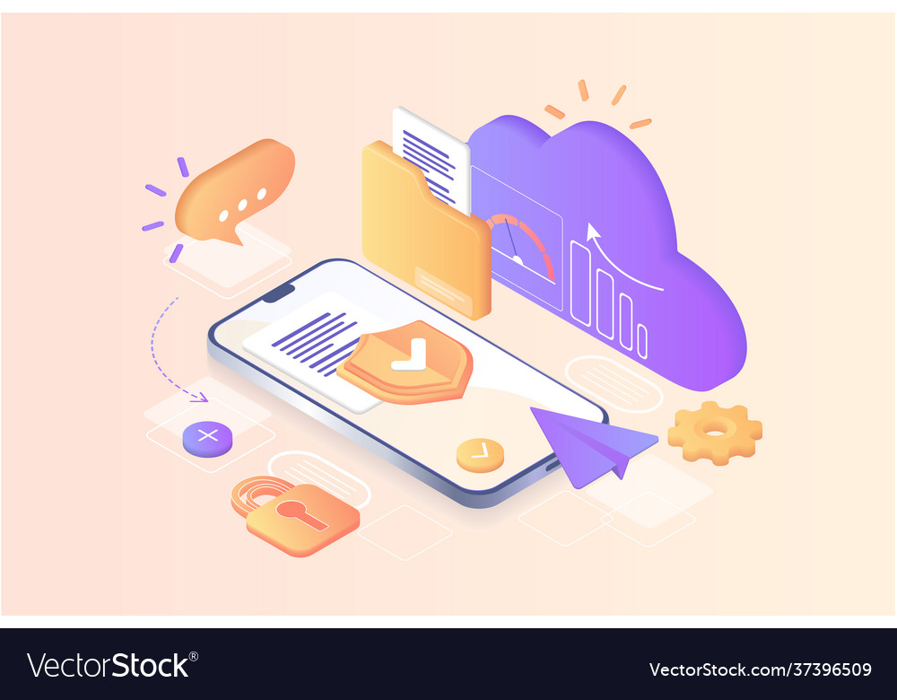 Datenbank mit Cloud-Server-Datensatzprozess vector image Datenbank mit Cloud-Server-Datensatzprozess