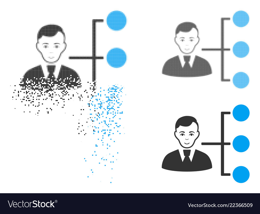Decomposed dot halftone distribution manager icon Vector Image Decomposed dot halftone distribution manager icon