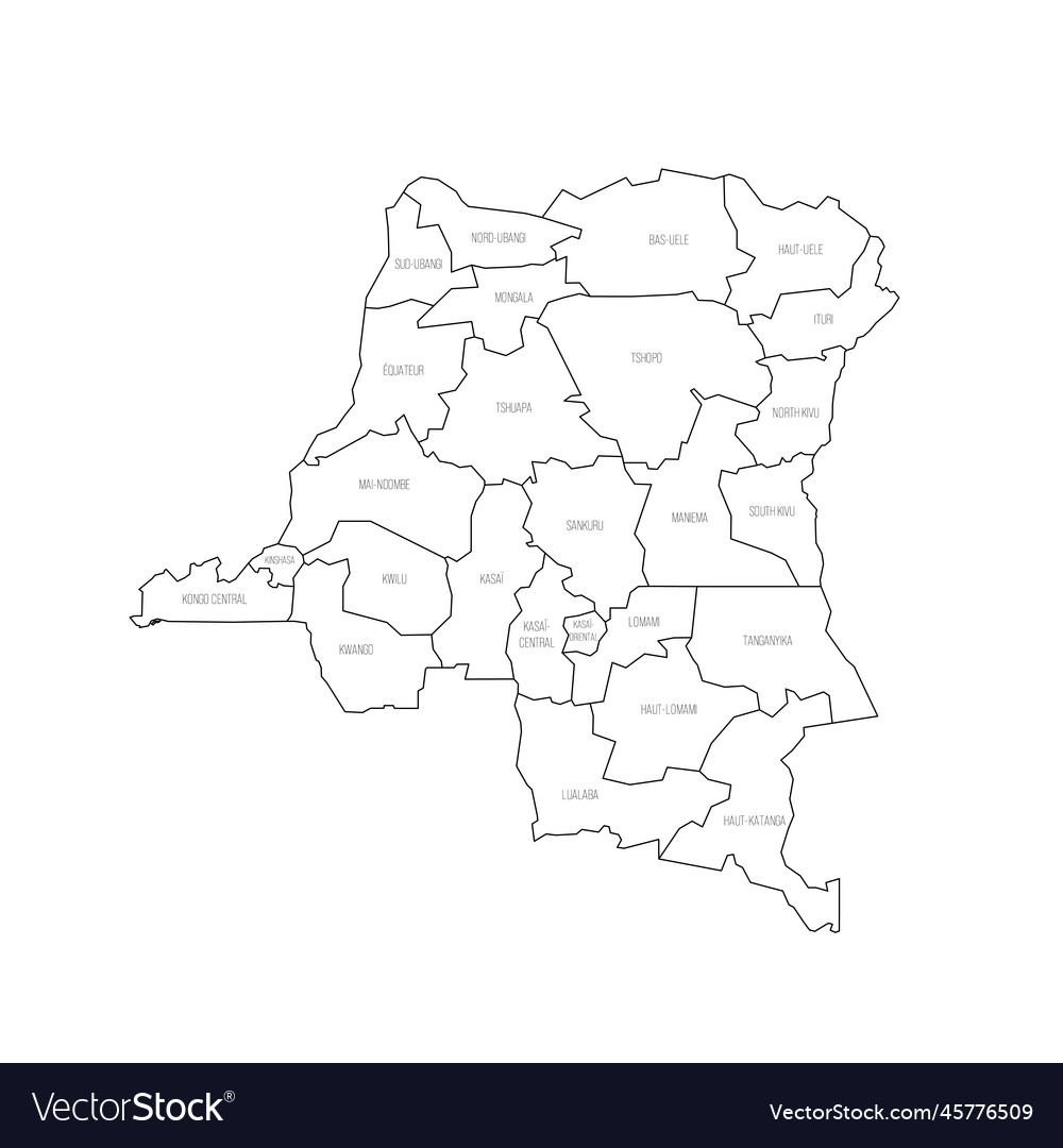 Democratic republic of the congo political map Vector Image