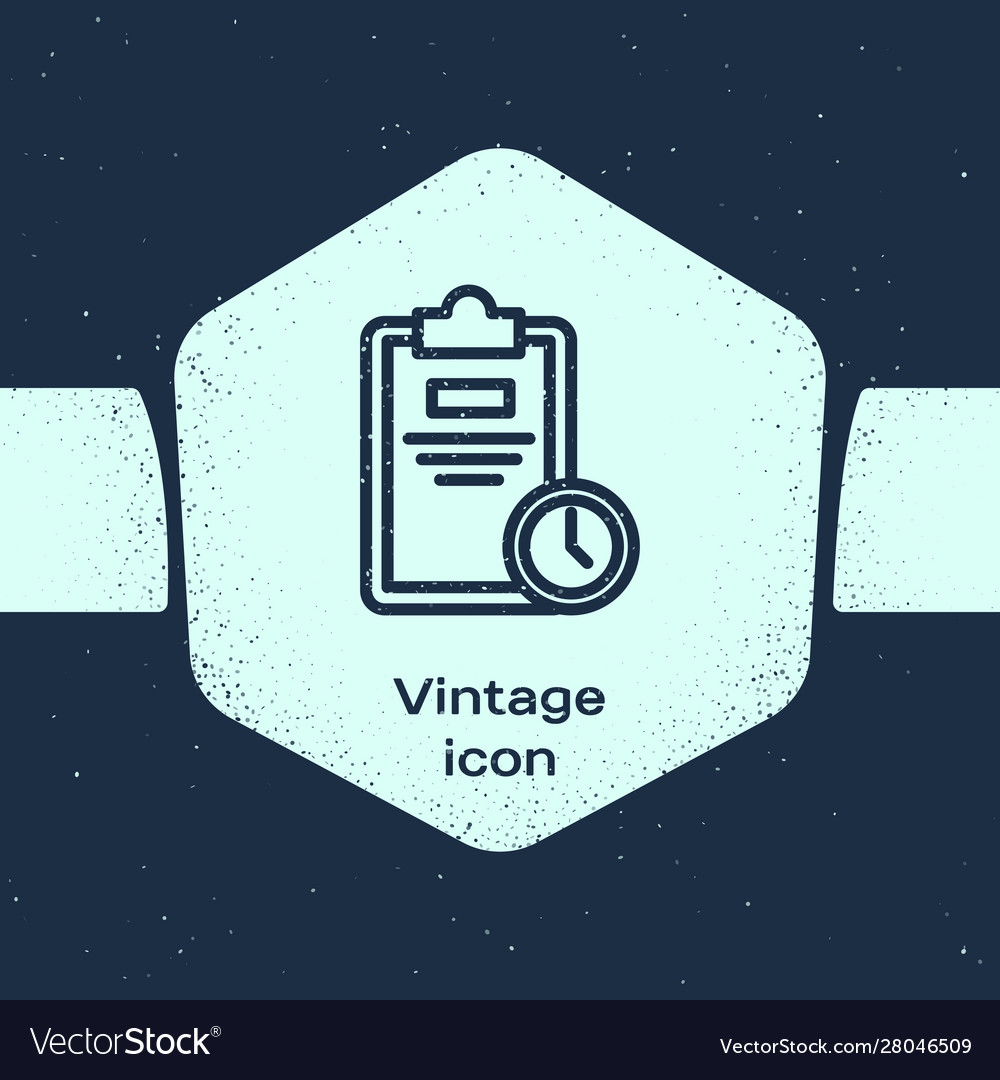 Grunge line exam sheet with clock icon isolated