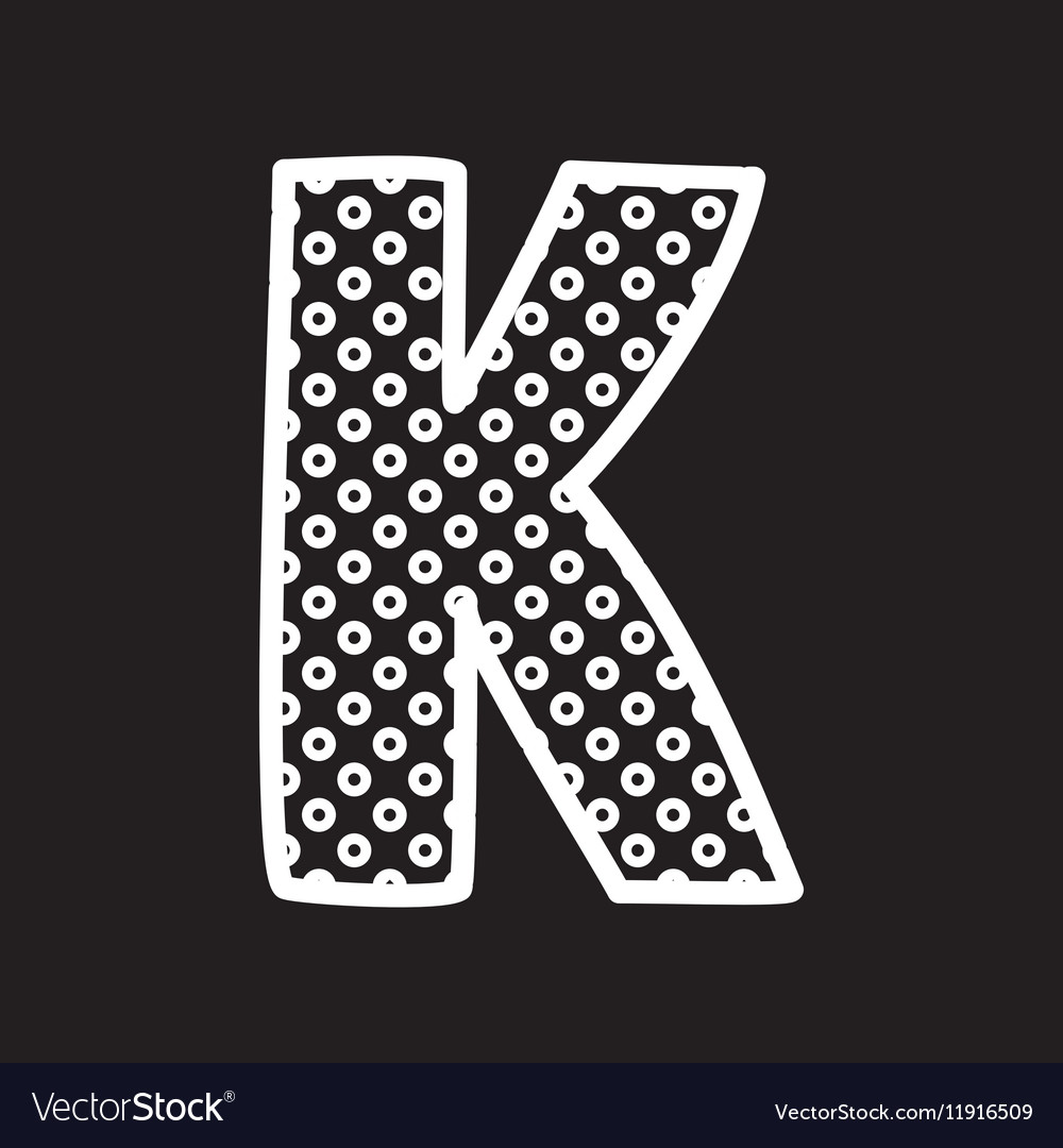 K Alphabet Buchstaben mit weißen Polka Punkten auf schwarz