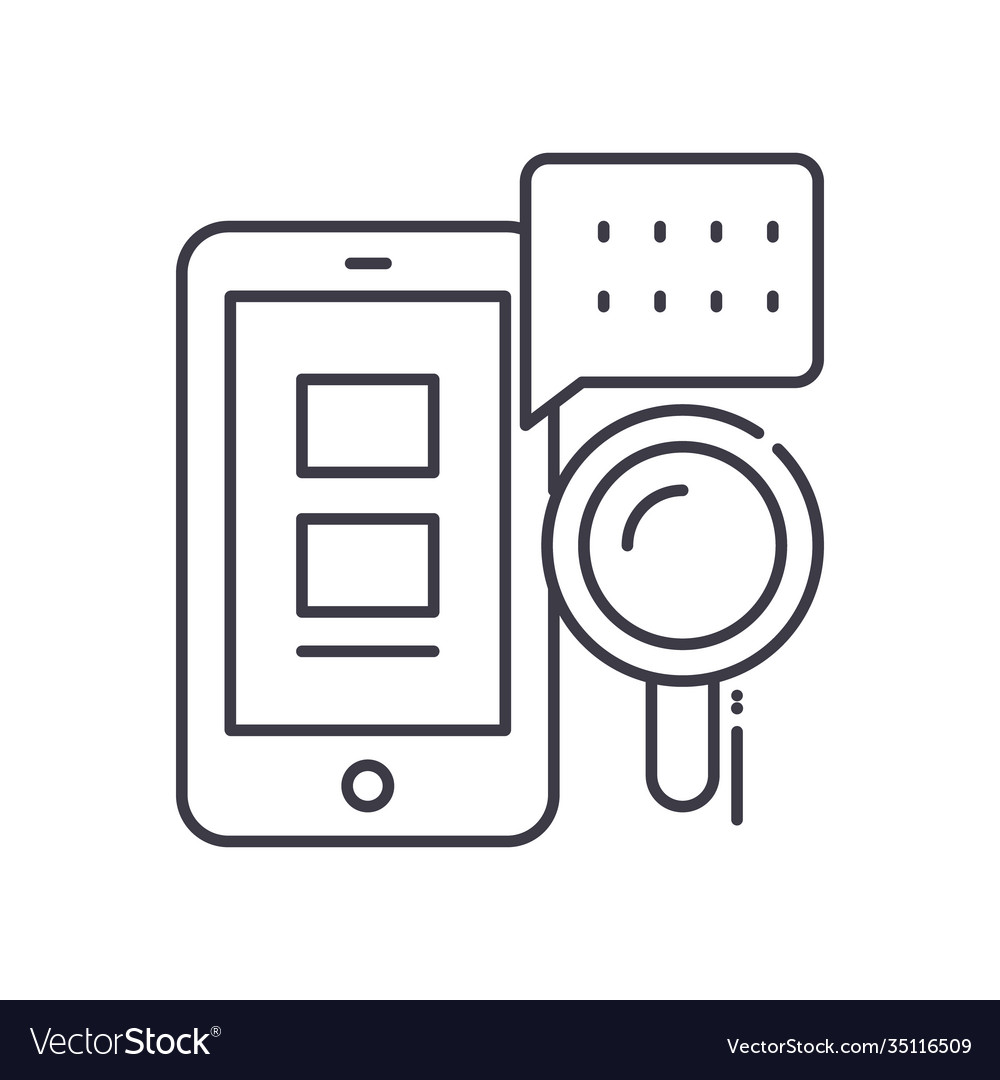 Mobile data search icon linear isolated Vector Image Mobile data search icon linear isolated
