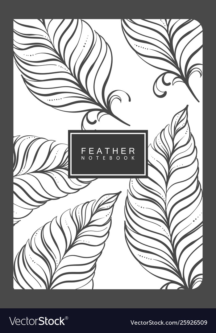 Notebook template with feathers