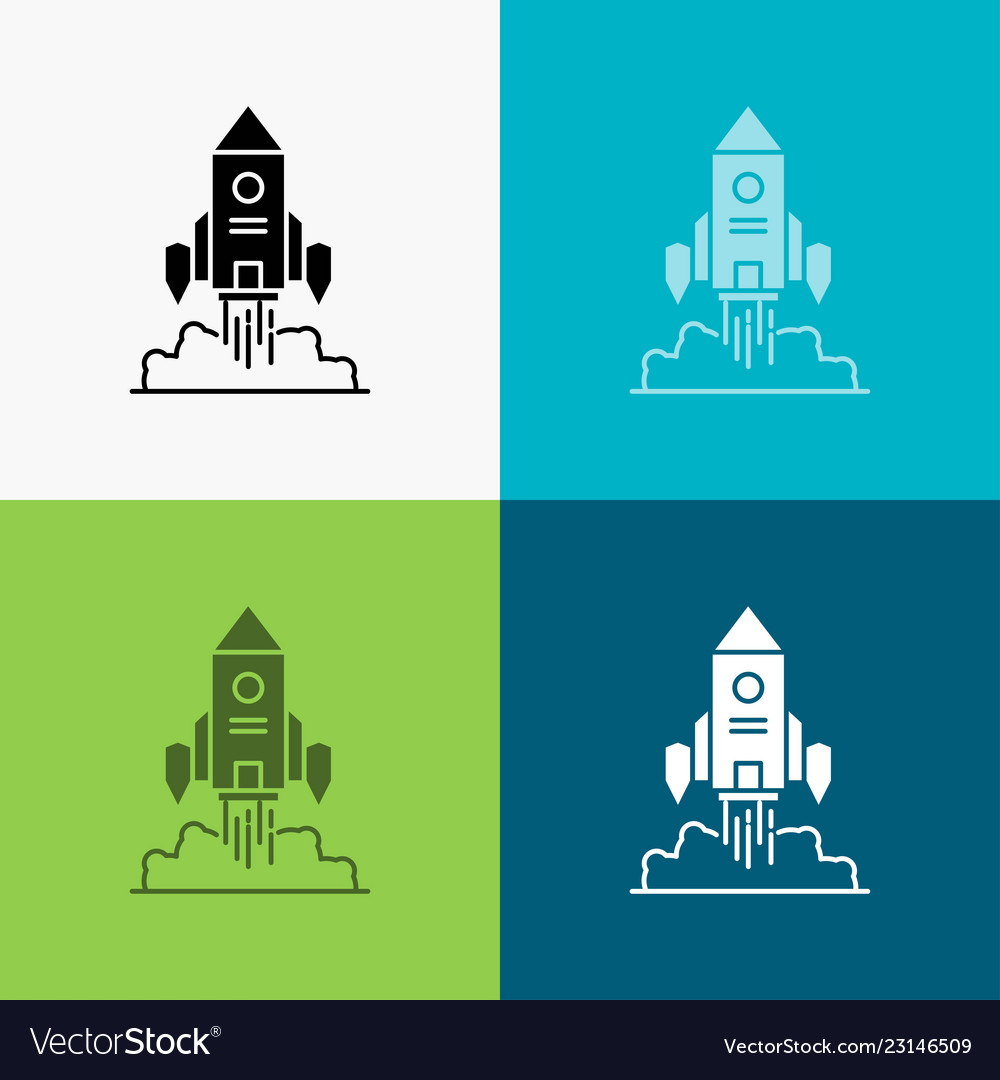 Rocket spaceship startup launch game icon over vector image Rocket spaceship startup launch game icon over