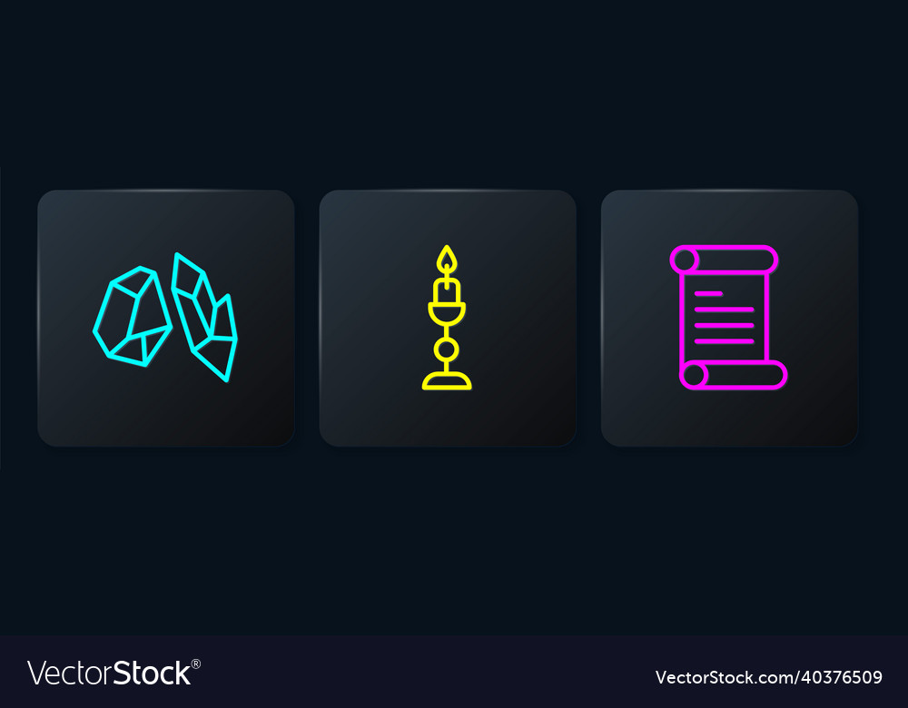Set line magic stone decree parchment scroll vector image Set line magic stone decree parchment scroll