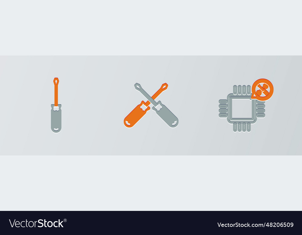 Set line processor service screwdriver vector image Set line processor service screwdriver