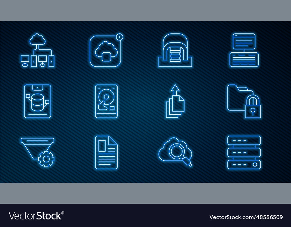 Set line server data web hosting folder vector image Set line server data web hosting folder