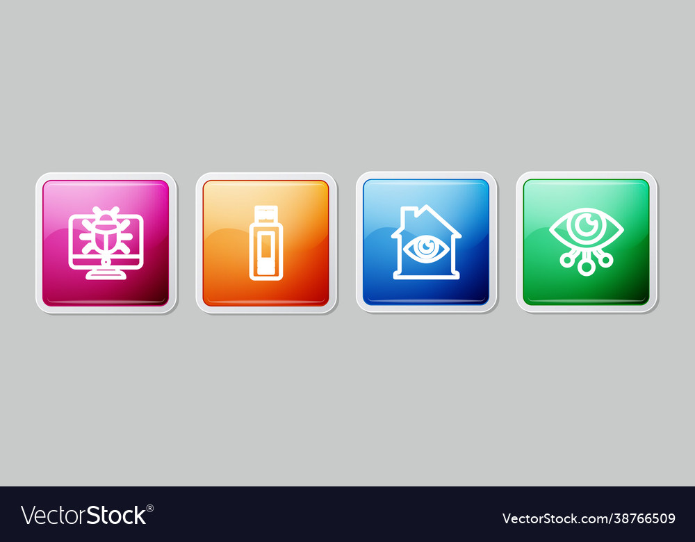 Set line system bug on monitor usb flash drive vector image Set line system bug on monitor usb flash drive