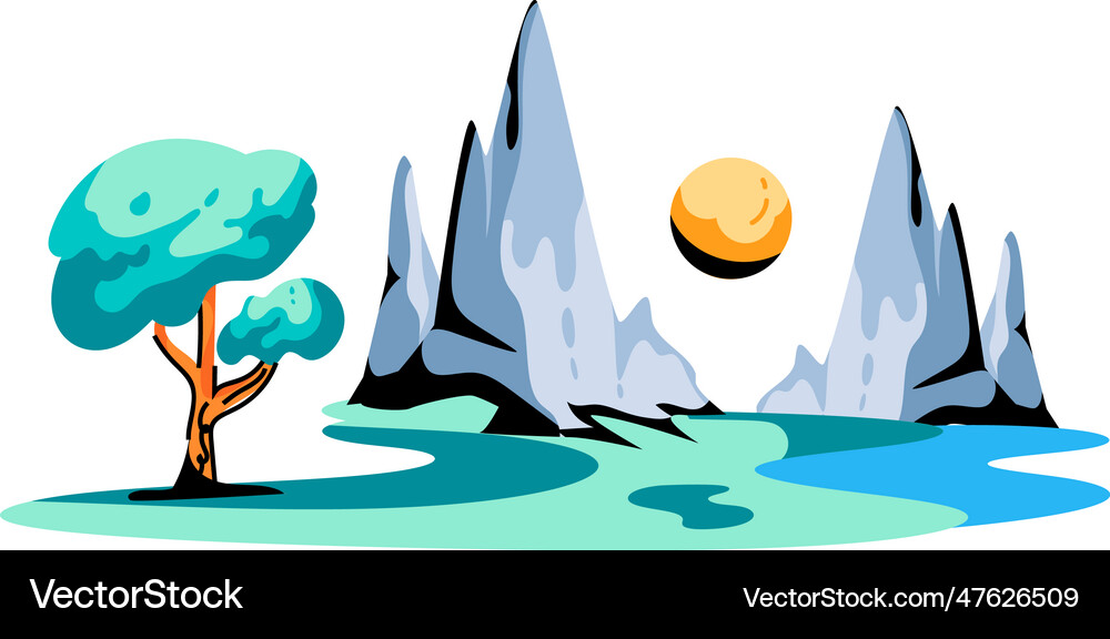 Sunset mountains Royalty Free Vector Image - VectorStock