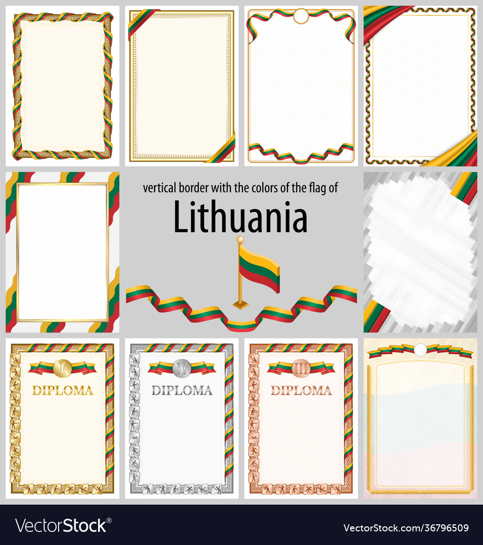 Vertical frame and border with lithuania flag Vector Image Vertical frame and border with lithuania flag