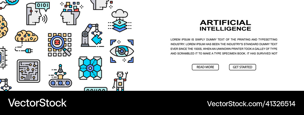 Artificial intelligence horizontal icon banner Vector Image